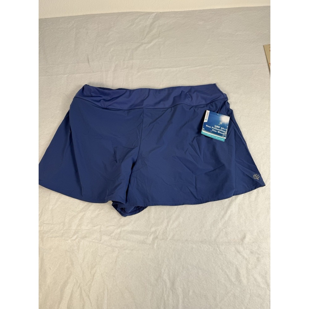 Coolibar Grand Slam Tennis Shorts Women's XXL Blue UPF 50+ Moisture Wicking NWT